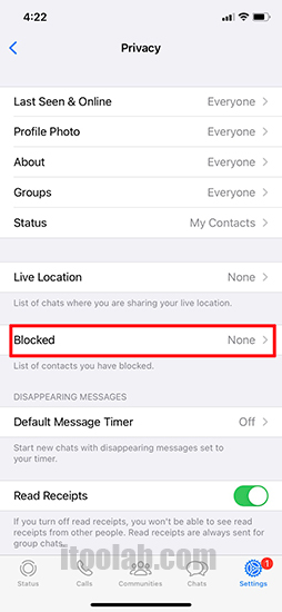 check whatsapp blocked contact