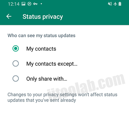 whatsapp status privacy