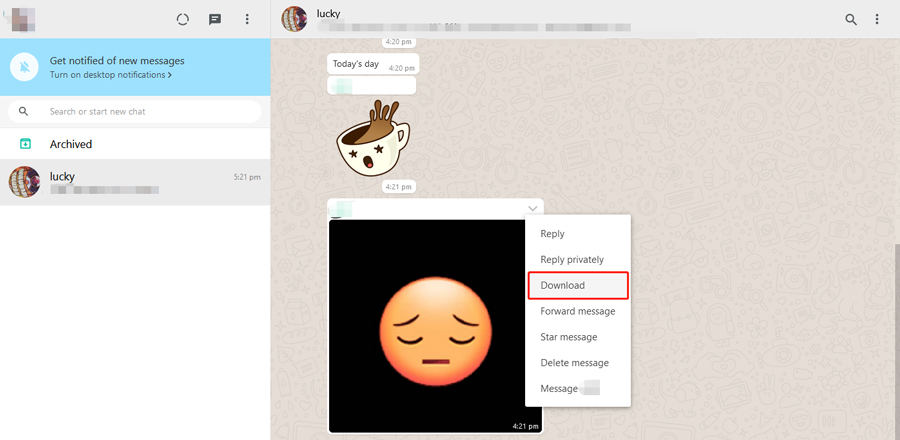 Download photos from WhatsApp to PC