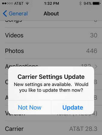 Update Carrier Settings