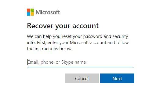 microsoft account password reset