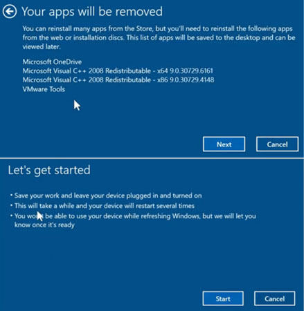 how to factory reset window 10
