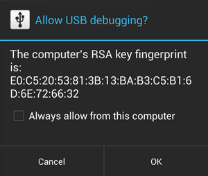 always allow USB debugging from this computer