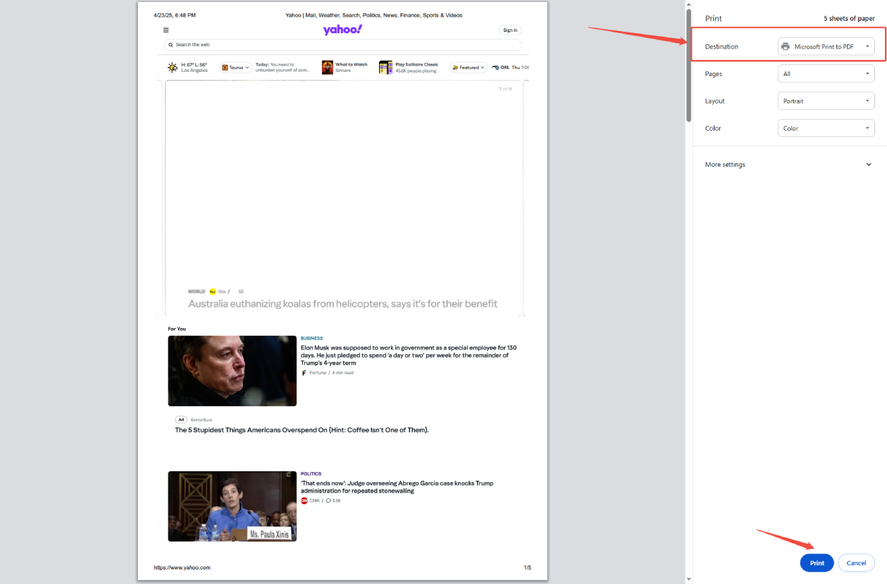 save pdf chrome print