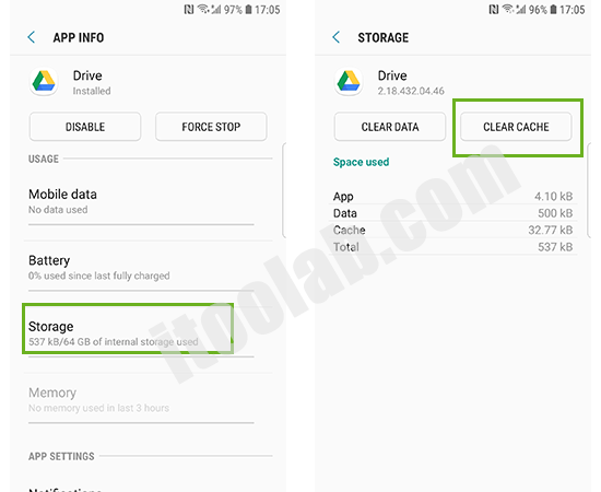 how to clear cache of apps on Android phone