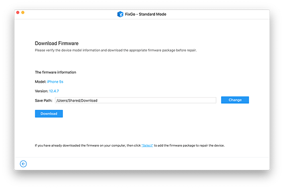 Download firmware with FixGo