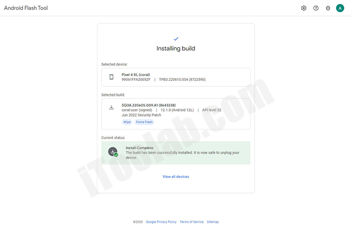 Install Android 12 build through Android image files and flash tool