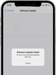 iOS Software Update Failed