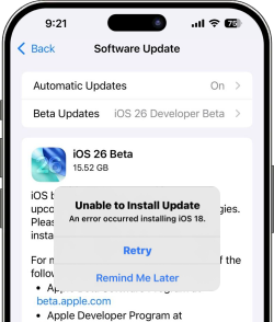 Unable to Install Update