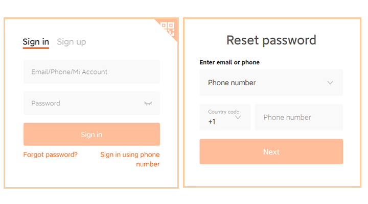 Reset the Mi account password to unlock Mi phone