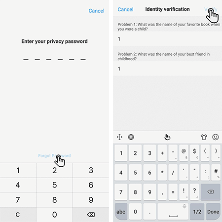 reset privacy lock on Vivo using security questions