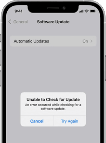 Unable to Check for iOS Update