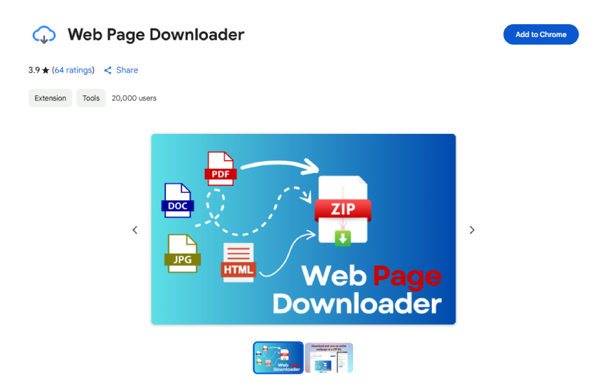 add web page downloader google extension